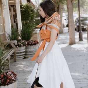 PRIVACY PLEASE Strapless Orange Crop Top